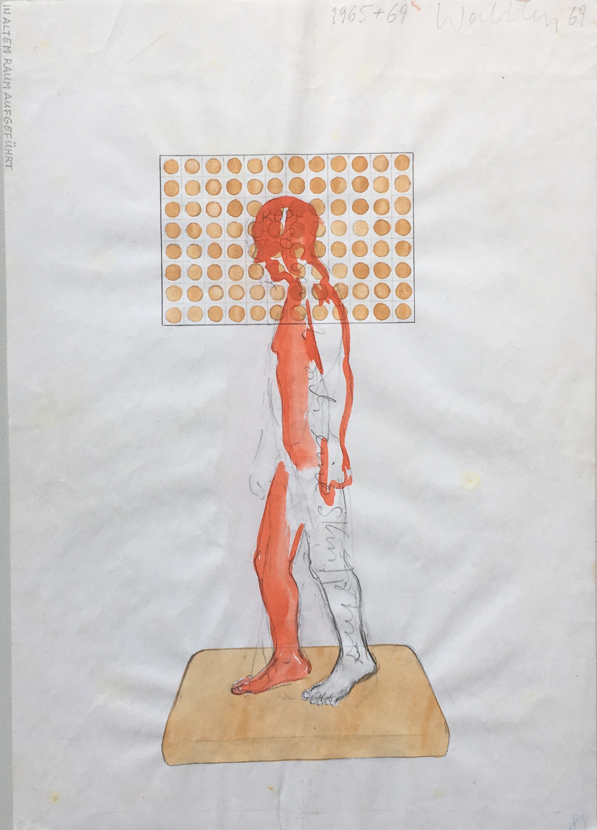 o.T. (ich bin die Skulptur)  - Zeichnung (beidseitig bearbeitet) - 1965/69 - 29,5 x 21 cm -  Exemplare